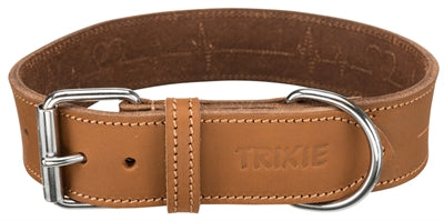 Trixie Halsband Hond Rustic Vetleer Heartbeat Bruin