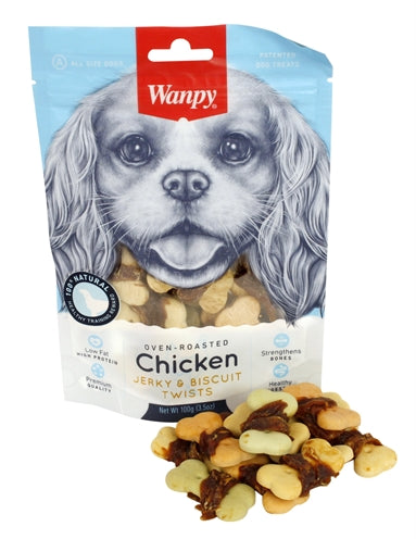 Wanpy Oven-Roasted Chicken Jerky / Biscuit Twists 100 GR