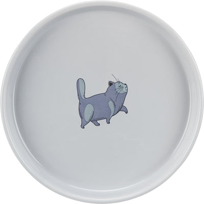 Trixie Voerbak / Waterbak Plat En Breed Kattenprint Grijs 23 CM 600 ML