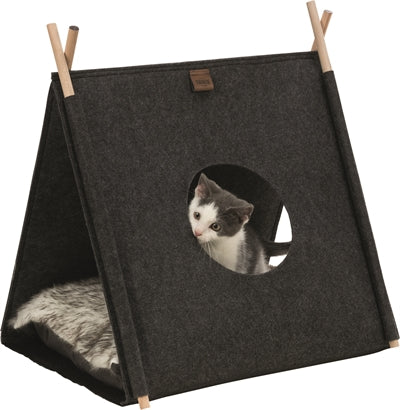 Trixie Kattenmand Tent Elfie Met Kussen Vilt Antraciet 50X46X52 CM