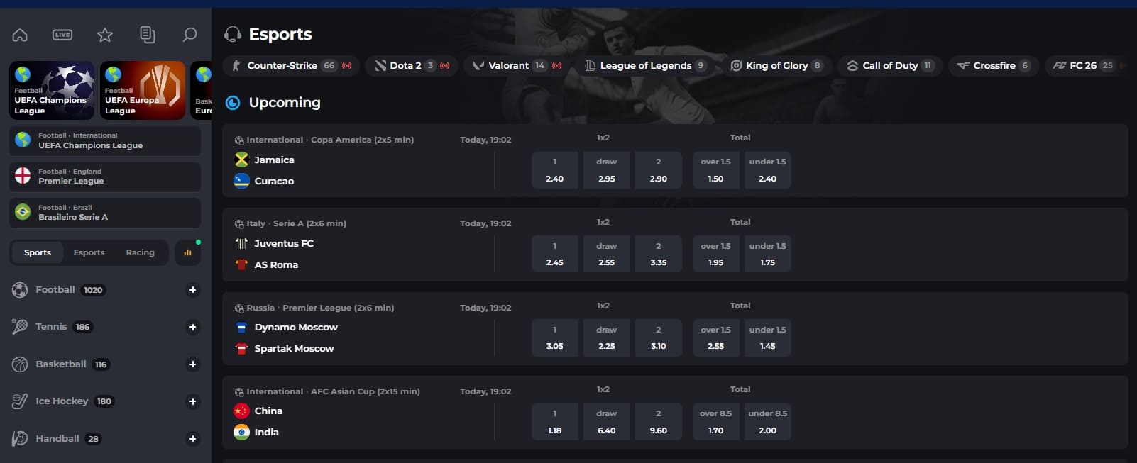 Carlospin Sportweddenschappen en eSports